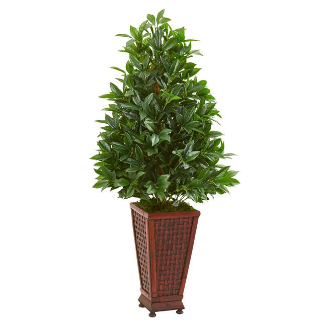4’ Bay Leaf Artificial Topiary Tree in Decorative Planter