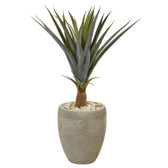 34” Agave Succulent Artificial Plant in Sandstone Planter