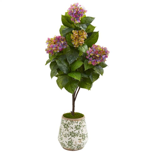 50” Hydrangea Artificial Plant in Decorative Planter