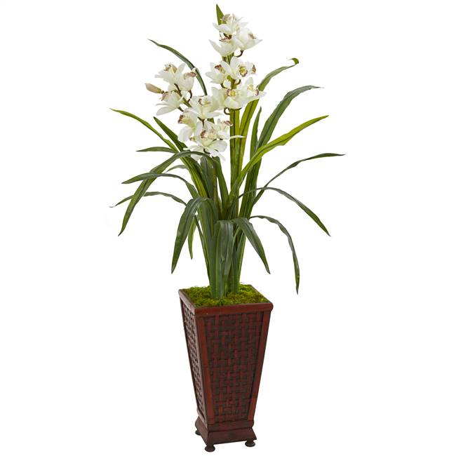 49” Cymbidium Orchid Artificial Plant in Decorative Planter