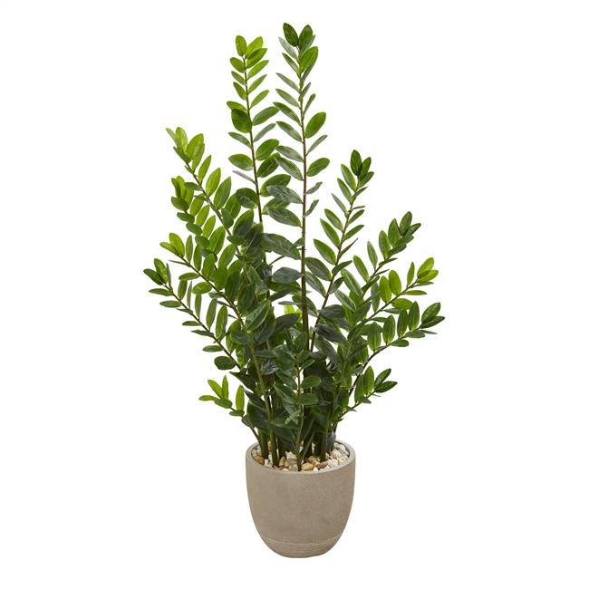 4.5’ Zamioculcas Artificial Plant in Sand Stone Planter