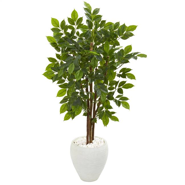 56” River Birch Artificial Tree in White Planter