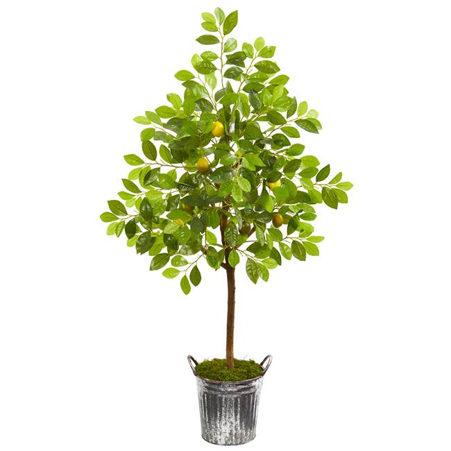 54” Lemon Artificial Tree in Vintage Metal Bucket