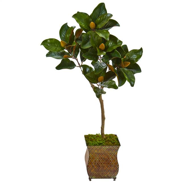 42” Magnolia Leaf Artificial Tree in Decorative Metal Planter