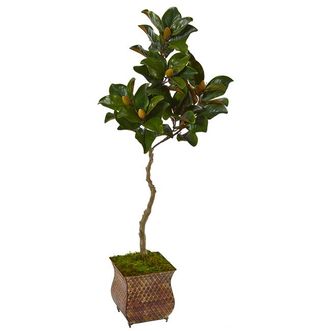 58” Magnolia Artificial Tree in Metal Planter