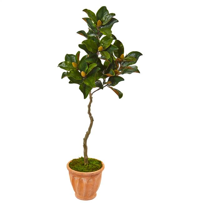 56” Magnolia Artificial Tree in Orange Planter