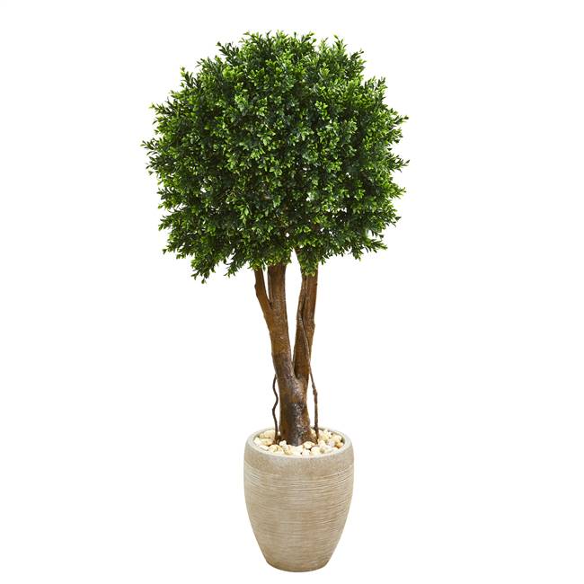 52” Boxwood Artificial Topiary Tree in Planter UV Resistant (Indoor/Outdoor)