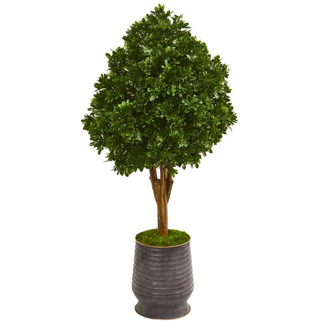 49” Tea Leaf Artificial Tree in Metal Planter UV Resistant (Indoor/Outdoor)