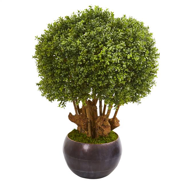 38” Boxwood Artificial Topiary Tree in Decorative Bowl (Indoor/Outdoor)