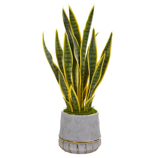 30” Sansevieria Artificial Plant in Stoneware Planter