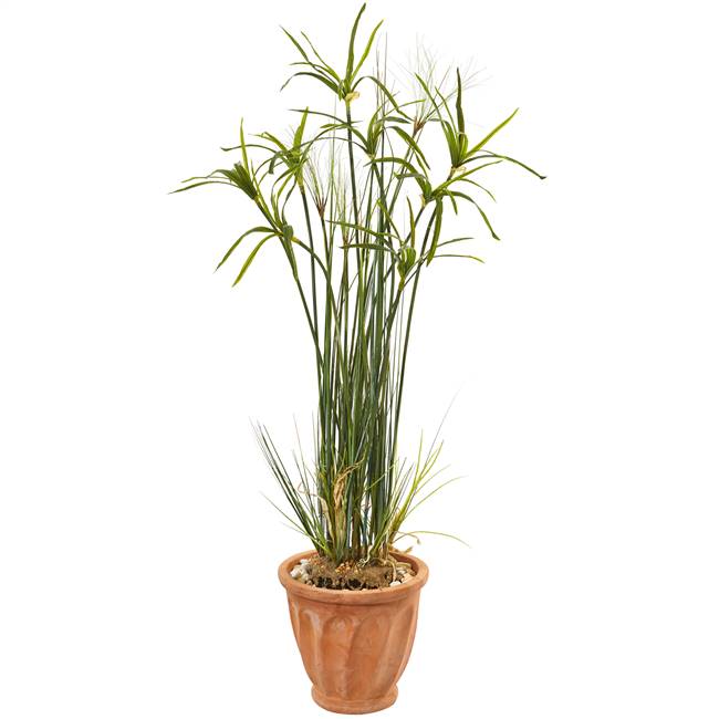 46” Papyrus Artificial Plant in Terracotta Planter