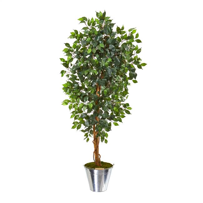5’ Ficus Artificial Tree in Tin Bucket
