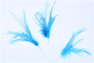 Flutterz Feather Pick with rhinestone - Turquoise (Pack of 3)