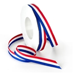 Ribbon #3 Grosgrain Stripes Red White & Blue 25 Yd