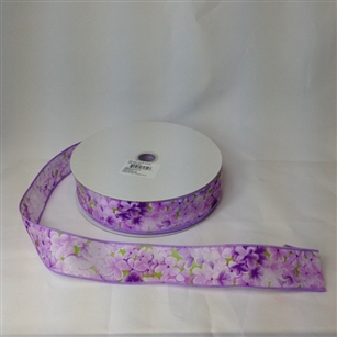 Ribbon #9 Floral Spring Lavender Wire Edge 747 50Y