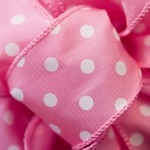 Ribbon #9 White Dots On Pink Wire Edge 50Y