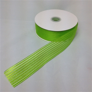 Ribbon #9 Sheer Stripe Chiffon Lime Green 484 50Yd