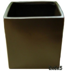 Ceramic Cube Vase 5x5x5 - Brown