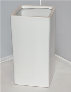 Ceramic Rectangle Vase 4"X 4"OPEN,14"HIGH - White