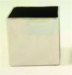 Ceramic Cube Vase 6x6x6 - Silver