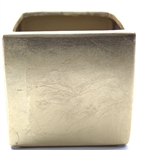 Ceramic Cube Vase 4x4x4 - Matte Gold