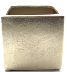 Ceramic Cube Vase 6x6x6 - Matte Gold