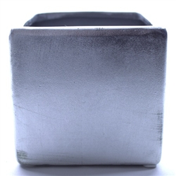 Ceramic Cube Vase 5x5x5 - Matte Silver