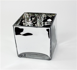 Cube Glass Vase 5x5x5, High Gloss, Mirror Finish