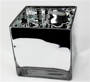 Cube Glass Vase 6x6x6, High Gloss, Mirror Finish