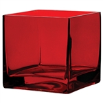 Cube Glass Vase 5x5x5 - Ruby