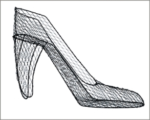 High Heel, Wire Form, 15" x 10"h, black