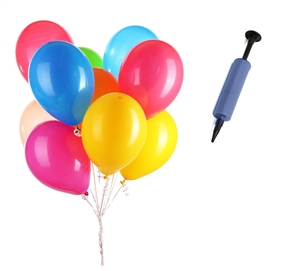 50 Pack assorted latex balloons 11" + Hand Pump