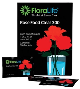 Floralife® Rose Food Clear 300 Powder, 1Qt./1L packet, 100 box, 600 case