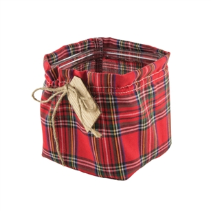 4" x 4" x 4" Square, Plaid Jacket w/Wooden Tag,  Pack Size: 12