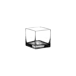 4" x 4" x 4" Square Vase, Crystal,  Pack Size: 12