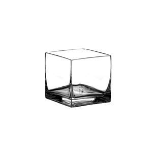 6" x 6" x 6" Square Vase, Crystal,  Pack Size: 6
