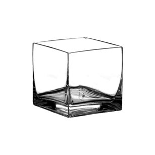 8" x 8" x 8" Square Vase, Crystal,  Pack Size: 4