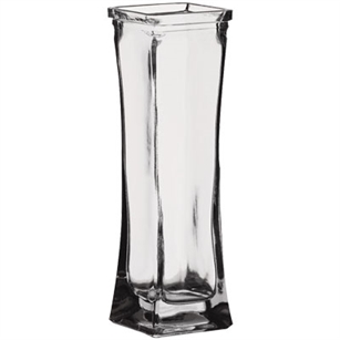 7 1/2" Flared Square Bud Vase, Crystal,  Pack Size: 24