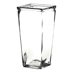 9" Tapered Square Vase, Crystal,  Pack Size: 12