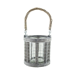 4.5" Wire Lantern w/3x4 Glass, Whitewash,  Pack Size: 12