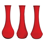 9" Bud Vase Asst, Ruby,  Pack Size: 18