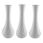 9" Bud Vase Asst, White,  Pack Size: 18