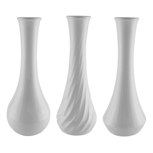9" Bud Vase Asst, White,  Pack Size: 18
