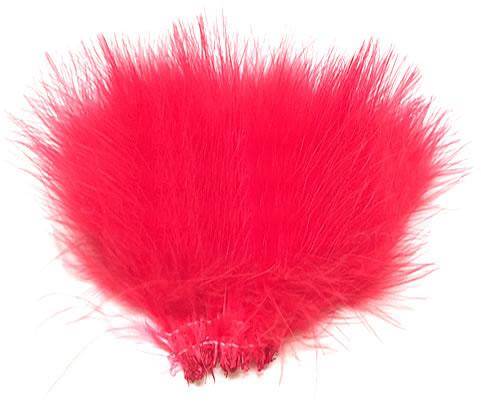 Strung Turkey Marabou 3-4" Dyed Fluorescent Red - Per 1/2 lb