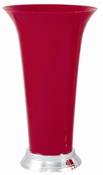 Plastic Trumpet Vase- Red w/ Silver Base