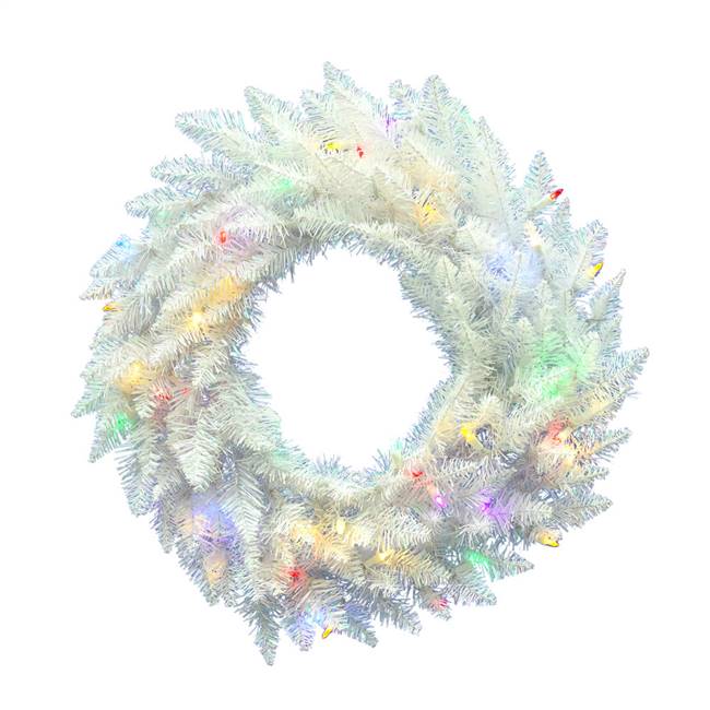 30" Sparkle White Wreath 50LED Multi