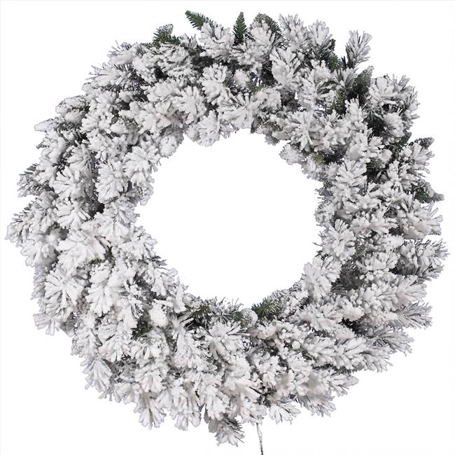 36" Flocked Snow Ridge Wreath 160T