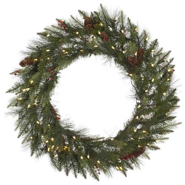 36" Vallejo Mixed Pine Wreath 100WW LED