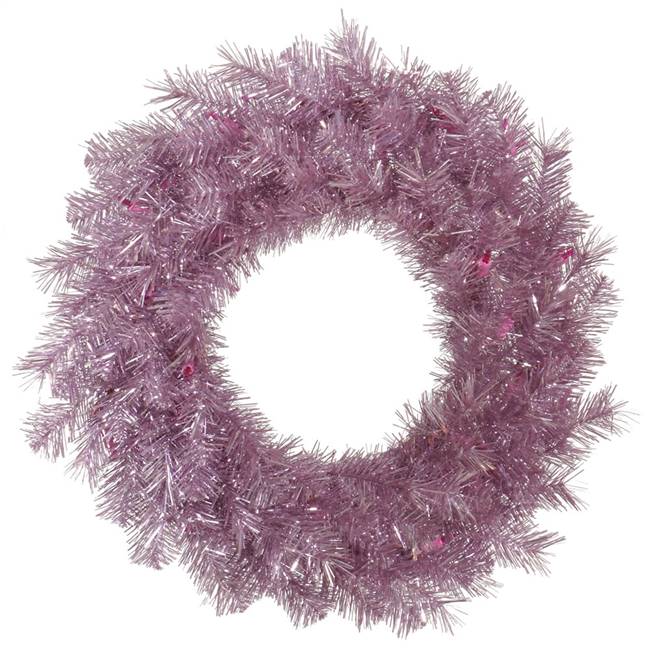 48" Orchid Pink Tinsel Wreath 300T