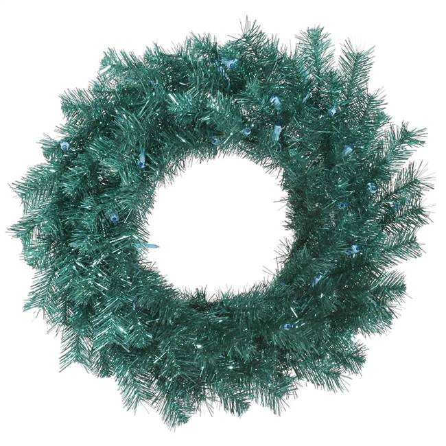 48" Aqua Tinsel Wreath 300T